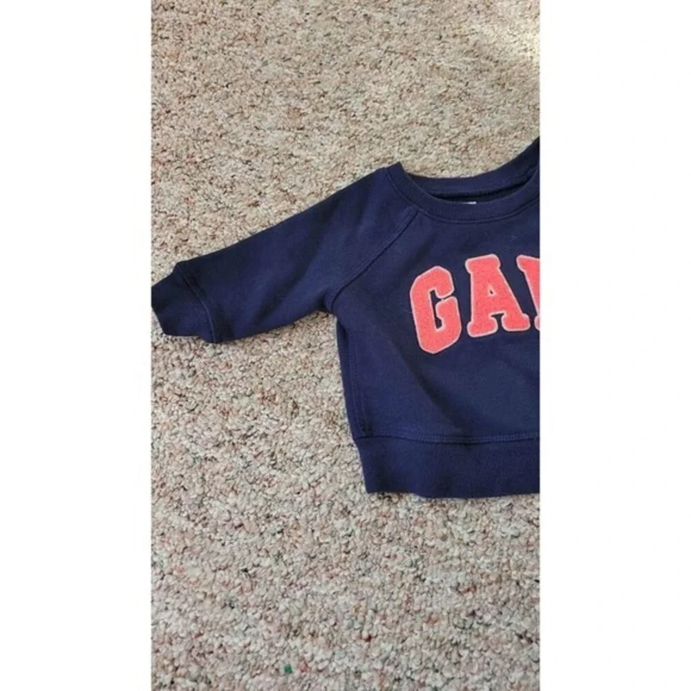 Baby‎ Gap Navy Blue Red Arch Logo Sweatshirt Pullover 3-6 Months Fleece Raglan
